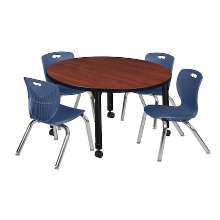 Regency Tables > Height Adjustable > Round Mobile Table & Chair Sets, 36 W, 36 L, 23-34 H, Cherry TB36RNDCHAPCBK45NV